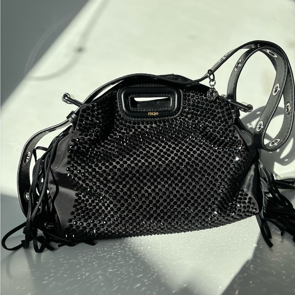 Maje Black Embellished Shoulder Bag